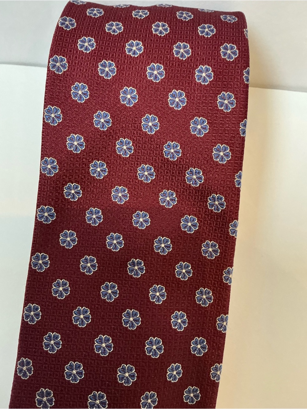 ETON Burgundy Floral Pattern Silk Woven Necktie, Made in Italy